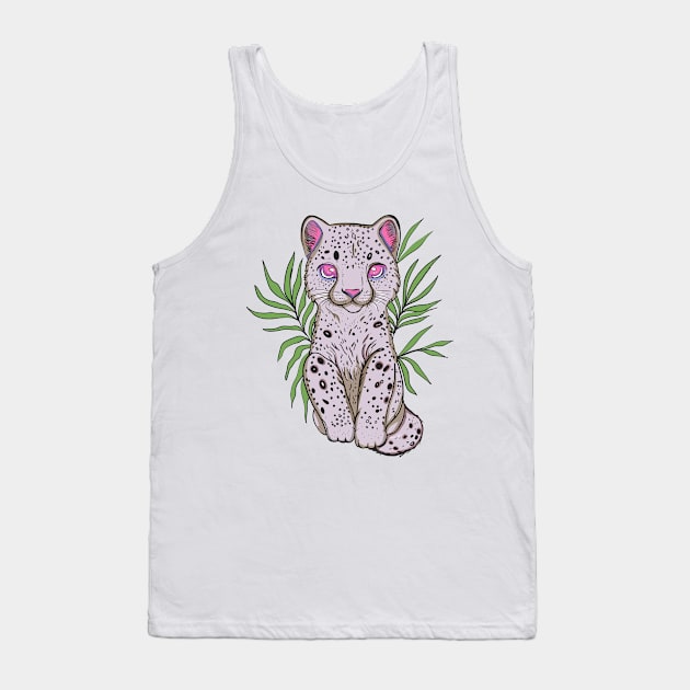 Baby Snow Leopard in Palm Leaves Tank Top by jen28